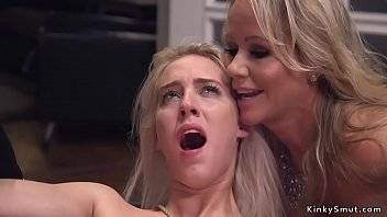 Big tits Milf and teen anal banged in bdsm threesome