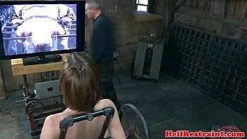 Bondage bdsm sub fucked by machine