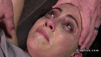 Brunette in spread eagle bondage whipped