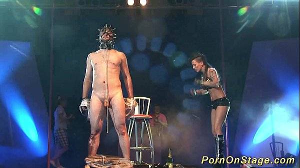 crazy fetish needle show on stage
