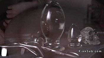 Exposed ass slave gets anal stretched