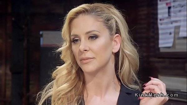 Femdom strap on anal banging in bondage