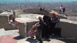 Latina hottie sucks cock at landscape