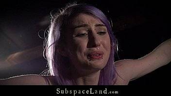 Purple hair slave rough spanked and dominated in hardcore fetish
