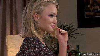 Blonde spinner is a model who visits photographer and ends up in hogtie bondage