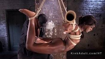 Stunning ebony in bondage