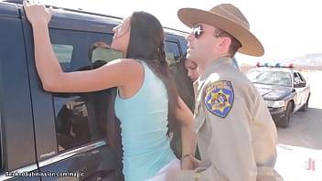 Fake sheriff James Deen arrests two hot lost students Casey Calvert and Lyla Storm on highway and then ties up them and anal fucks with big dick