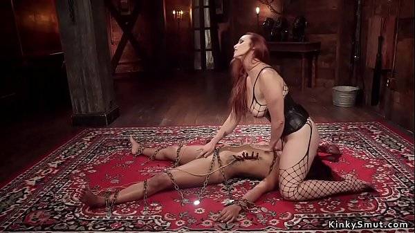 Natural busty redhead anal fucks ebony