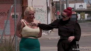 Redhead mistress pulls through the streets monster tits blonde alt slut