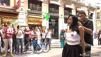 Redhead Spanish model dragged in bar and hard fucked with big dick