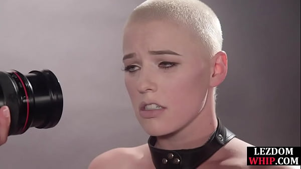 Bald blonde babe with big tits gets fingered and anal fuck