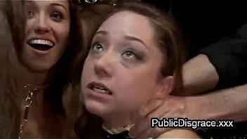 Three babes rougly fucked at orgy party